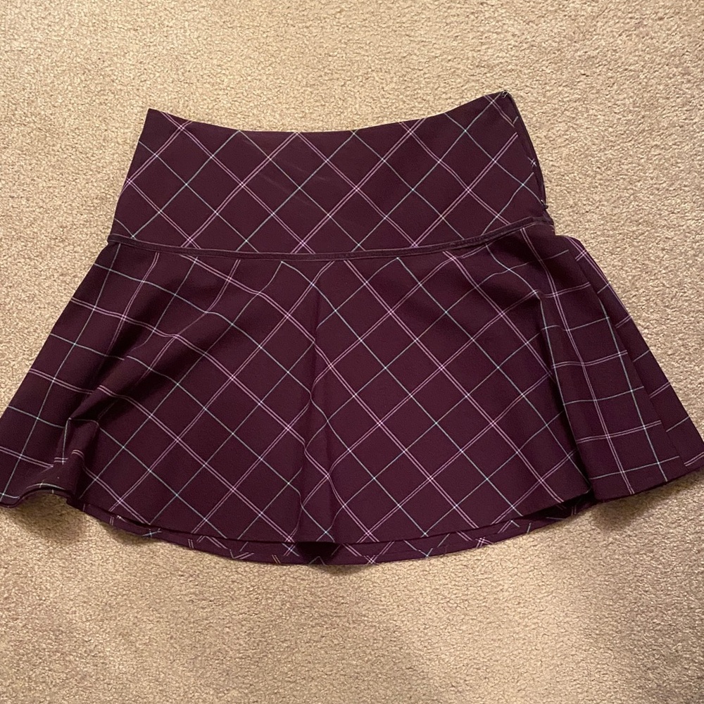 Bebe Plaid A-Line Skirt in Purple